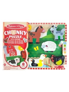Melissa & Doug, Farm Animals, Chunky Wood Puzzle- 8pcs